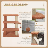 Kratzbaum Haustiertreppe mit 3 Stufen und Spielball für Katzen