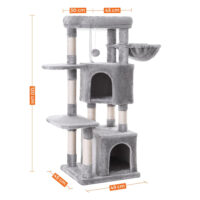Kratzbaum mit Höhlen und Liegeflächen, ideal für Katzen zum Klettern, Spielen und Schlafen. Robuste Konstruktion mit Anti-Kipp-Vorrichtung für sicheren Halt.