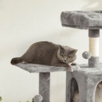 Katzenkratzbaum in 143 cm Höhe mit gemütlicher Hängematte für Katzen.