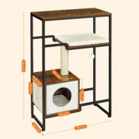 Kratzbaum 2-in-1 Kommode Vintage Braun für Katzen und Stauraum.