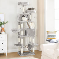 Kratzbaum 206cm Katzenturm Hellgrau für grosse Katzen.