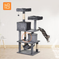 Kratzbaum mit gemütlicher Katzenhöhle und robusten Sisalstämmen, ein vielseitiger Kletterbaum, Masse 60x50x145cm.
