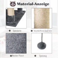 Kratzbaum mit gemütlicher Katzenhöhle und robusten Sisalstämmen, ein vielseitiger Kletterbaum, Masse 60x50x145cm.