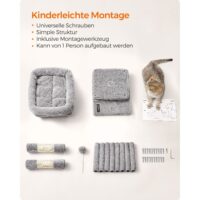 Katzenbaum Katzenwohnung für kleine Katzen, 67cm, Plüsch Hellgrau