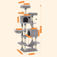 Spielturm Kratzbaum Kletterturm, Holz Weiss, 144cm hoch