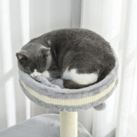 Kratzbaum für Katzen mehrstöckig mit Sisal und Plüsch grau