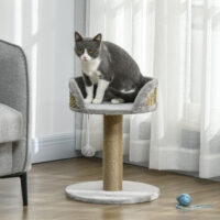 Kratzbaum mit Katzenbett und Spielball 49cm hoch grau