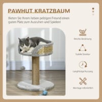 Kratzbaum mit Katzenbett und Spielball 49cm hoch grau
