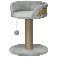 Kratzbaum mit Katzenbett und Spielball 49cm hoch grau