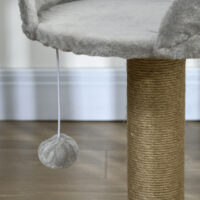 Kratzbaum mit Katzenbett und Spielball 49cm hoch grau