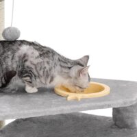 Spielturm Kratzbaum für Katzen, 164cm, Plüsch Hellgrau