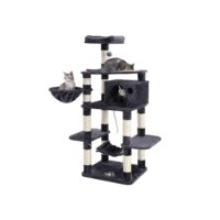 Spielturm Kratzbaum stabil für große Katzen, 164cm, Plüsch Rauchgrau