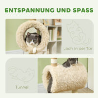 Kratzbaum mit Tunnel und Spielzeug 98cm hoch