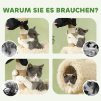 Kratzbaum mit Tunnel und Spielzeug 98cm hoch