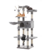 XXL Kratzbaum 164 cm in Hellgrau, stabil und mit vielen Ebenen.