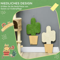 Weiss-grünes 2er-Set Kratzmatten im Kakteen-Design aus Juteseil, ideal zum Schutz von Möbeln und zur Krallenpflege.