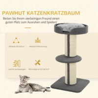 Graue stabile Kratzsäulen für Katzen mit integrierter Plattform, ideal zum Krallenwetzen und Klettern.