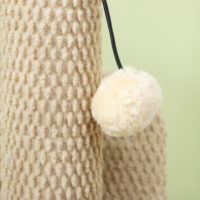 Cremeweisser Sisal-Kratzstamm mit Spielball, 54cm hoch, ideal für kleine Katzen und zum Krallenwetzen.