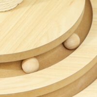 Eichenfarbener 4-in-1 Sisal-Kratzstamm mit Spielball, 69cm hoch, ein vielseitiges Spiel- und Kratzmöbel.