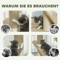 Cremeweisser Sisal-Kratzstamm mit Spielball für den Innenbereich, 84cm hoch, bietet Katzen eine ideale Möglichkeit zum Kratzen.