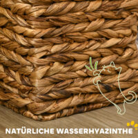 Hellbraune Kratztonne mit drei Höhlen aus Wasserhyazinthe, 76cm hoch, ein robuster und beliebter Kratz- und Versteckplatz.