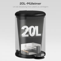 Küchen Mülleimer mit Soft Close Fusspedal 20L Metall schwarz