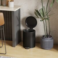 Küchen Mülleimer mit Soft Close Fusspedal 20L Metall schwarz