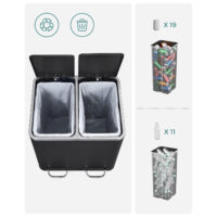 Mülleimer Abfalleimer 2x15 Liter Schwarz für Abfalltrennung.