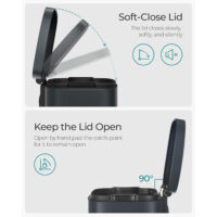 Küchenabfalleimer Mülleimer 30 Liter Grau mit Deckel.