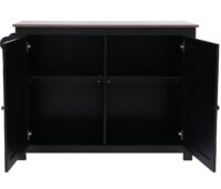 Kücheninsel mit 2 Sitzhockern Schublade Staufächer 90x120x45cm schwarz dunkles Holz