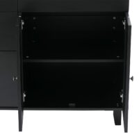 Kücheninsel mit 2 Sitzhockern Schublade Staufächer 90x131x47cm schwarz dunkles Holz