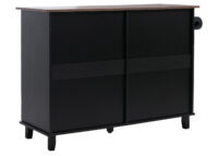Kücheninsel mit 2 Sitzhockern Schublade Staufächer 90x131x47cm schwarz dunkles Holz