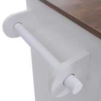 Kücheninsel mit 2 Sitzhockern Schublade Staufächer 90x120x45cm weiss dunkles Holz
