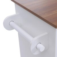 Kücheninsel mit 2 Sitzhockern Schublade Staufächer 90x120x45cm weiss helles Holz