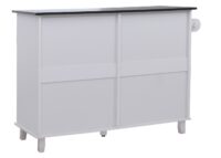Kücheninsel mit 2 Sitzhockern Schublade Staufächer 90x131x47cm weiss Marmor-Optik