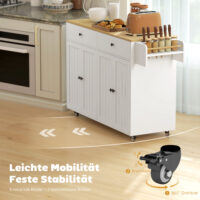 Kücheninsel rollbar mit Schubladen und Schränken weiss