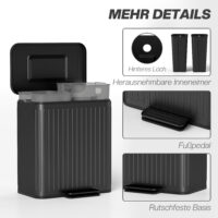 Küchenmülleimer mit 2 Fächern und Fusspedal schwarz