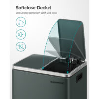 Küchenmülleimer Abfalleimer 2x15 Liter Grau für Recycling.