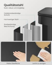 Küchenmülleimer Abfalleimer 40 Liter Schwarz mit Fusspedal.