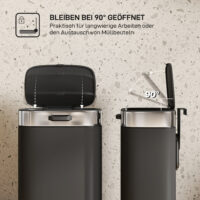Küchenmülleimer mit Deckel und Inneneimer Edelstahl schwarz