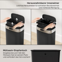Küchenmülleimer mit Deckel und Inneneimer Edelstahl schwarz