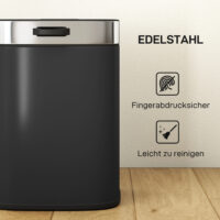Küchenmülleimer mit Deckel und Inneneimer Edelstahl schwarz