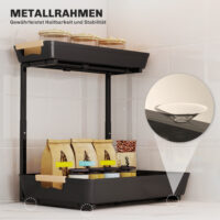 Küchenregal höhenverstellbar mit Körben für Kaffeebar und Küche