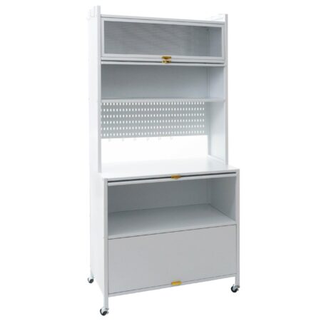 Küchenschrank Küchenregal Arbeitsplatte Schrankfächer rollbar Metall 175x80x42cm weiss