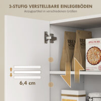 Küchenschrank mit Regalen und integriertem Weinregal weiss