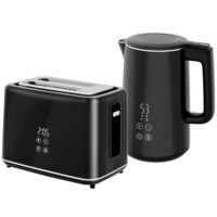 Küchenset Wasserkocher und Toaster Edelstahl Kunststoff schwarz