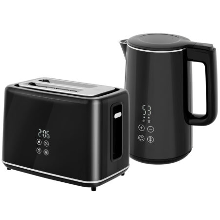 Küchenset Wasserkocher und Toaster Edelstahl Kunststoff schwarz