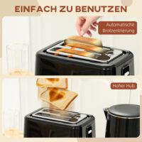 Küchenset Wasserkocher und Toaster Edelstahl Kunststoff schwarz