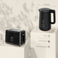 Küchenset Wasserkocher und Toaster Edelstahl Kunststoff schwarz