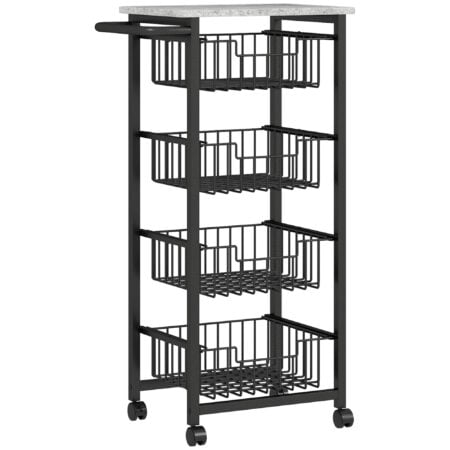 Küchenwagen Servierwagen Trolley rollbar mit 4 Körben